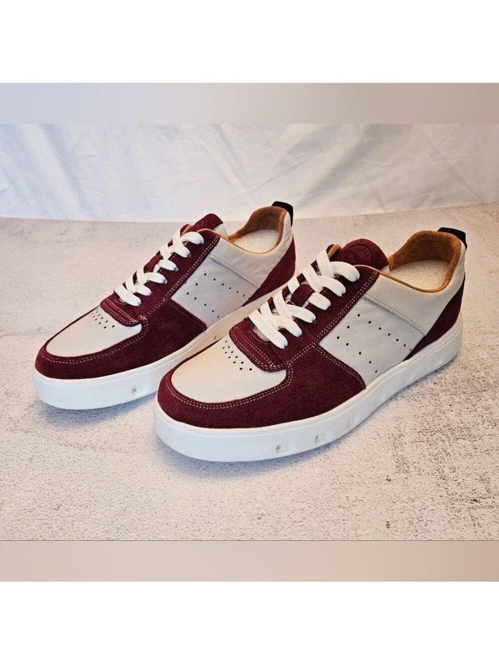 NIB Size 8 Suede Sneakers in Burgundy and Off-White, Suede and Leather, Snover